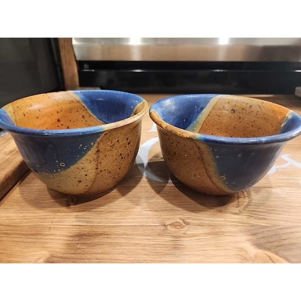 **SET OF VINTAGE AMERICAN STUDIO SALT-GLAZED‎ STONEWARE BOWL- SIGNED